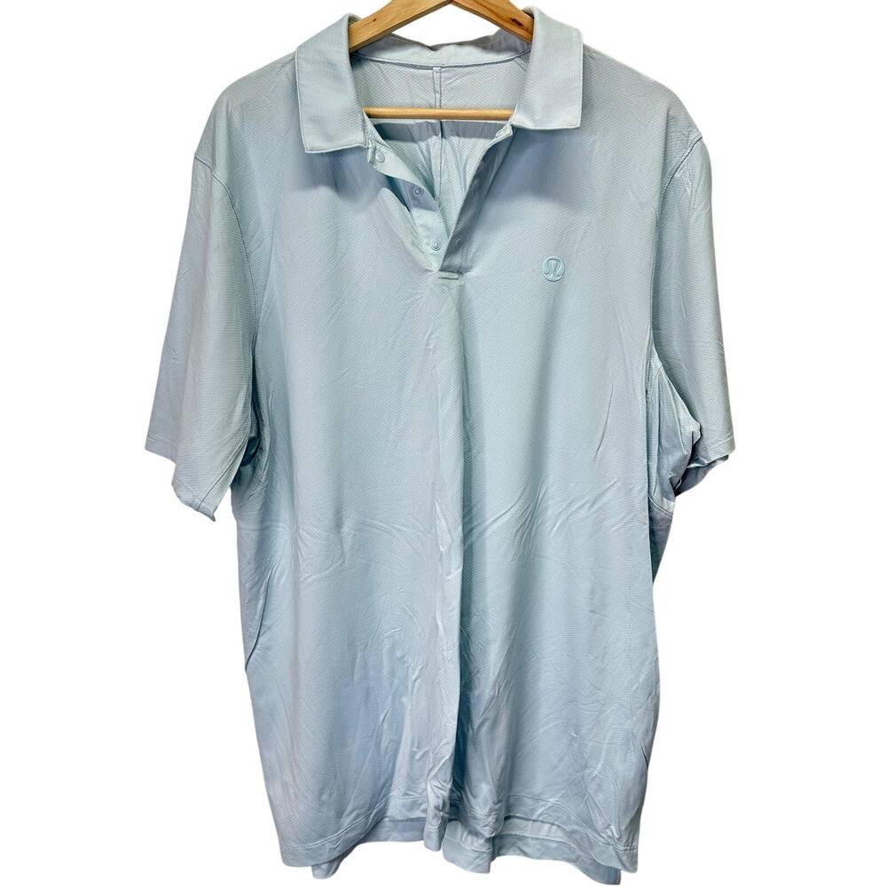 Lululemon Snap Button Lightweight Blue Polo Short Sleeve Shirt Mens Large